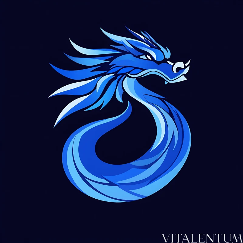 AI ART Stylized Azure Dragon Graphic Design