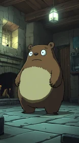 Charming Cartoon Bear Indoors