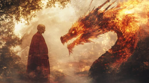 Fiery Dragon Encounter with Monk