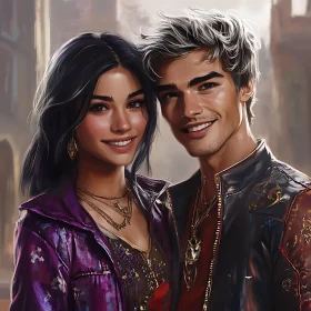 Couple's Warm Embrace in Portrait