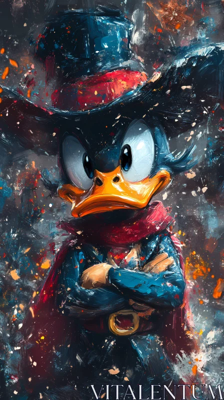 AI ART Expressive Cartoon Duck Painting