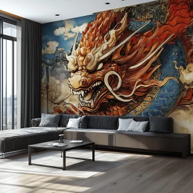 Mythical Dragon Wall Art in Home Interior