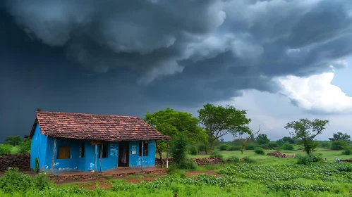 Rural Landscape with Approaching Storm