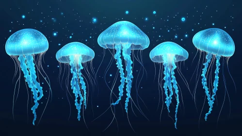 Glowing Jellyfish in Underwater Scene