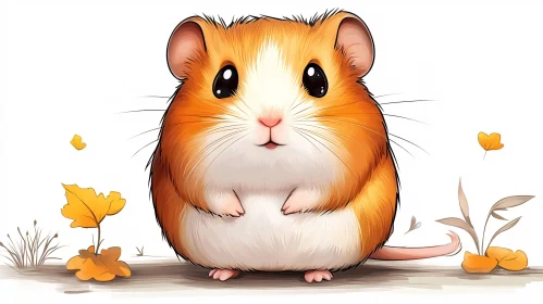 Endearing Hamster Art in a Playful Scene