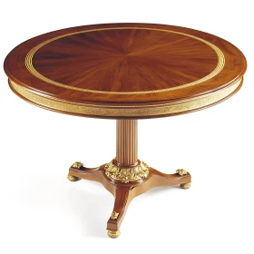 Luxurious Gold-Accented Round Wood Table