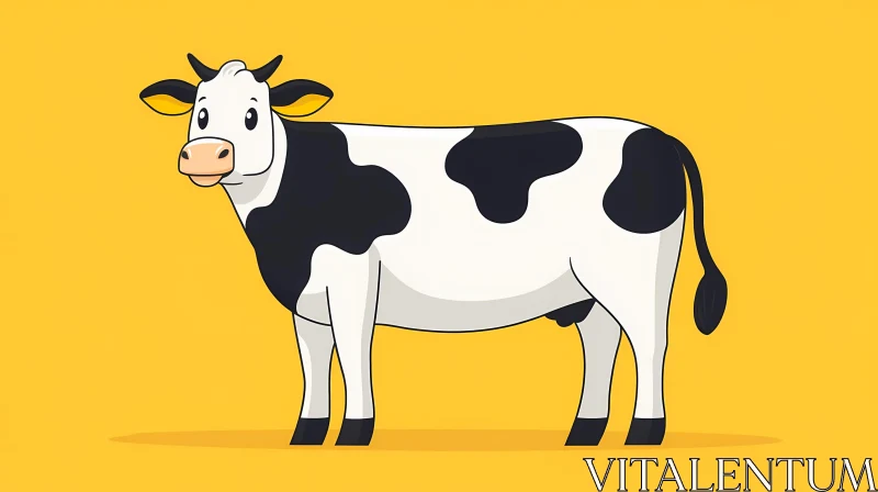 Cartoon Cow with Black and White Spots AI Image