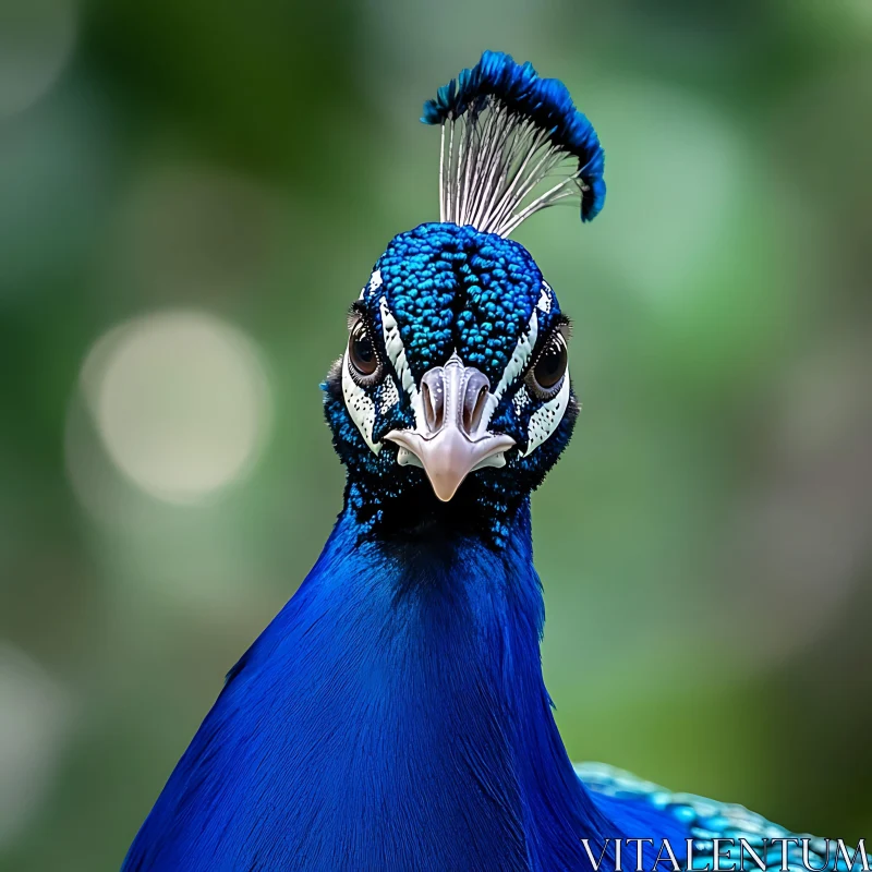 Peacock Close-Up: A Study in Blue AI Image