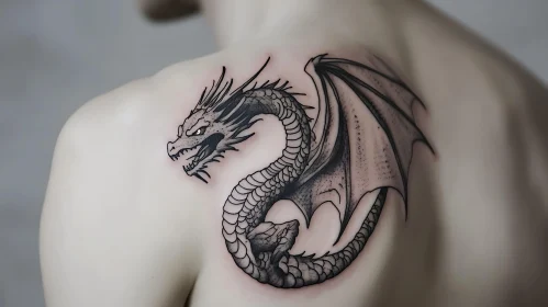 Monochrome Dragon Tattoo Design