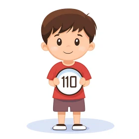 Illustration of Cartoon Boy Holding Number