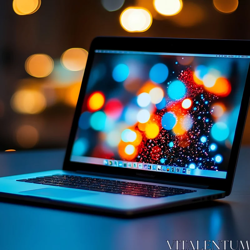 Colorful Bokeh on Modern Laptop Screen AI Image