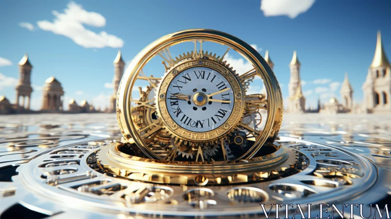 Futuristic Cityscape Clock: A Timeless Architectural Wonder AI Image