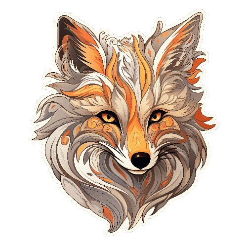 Intricate Fox Head Illustration - Detailed Digital Art