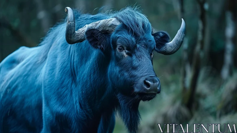 Majestic Blue Buffalo in Mysterious Forest | Stunning Wildlife Photography AI Image