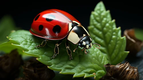 Realistic Still-life: Ladybug on Leaf