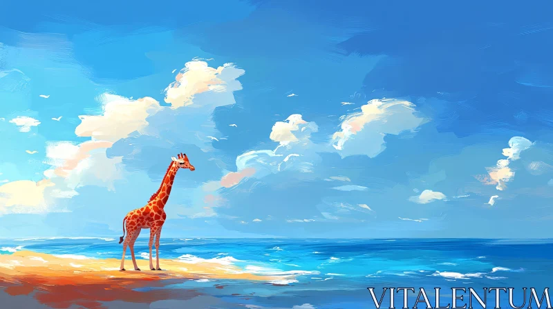 Giraffe by the Ocean