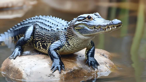 Alligator Resting on Rock