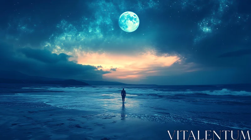 Moonlit Beach Solitude