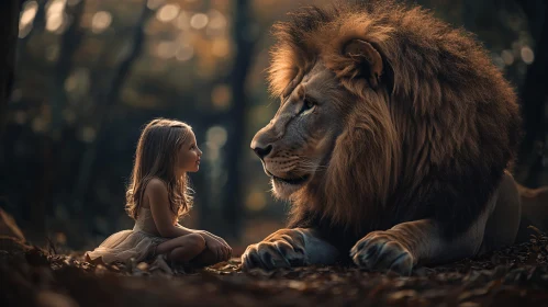 Serene Moment with a Lion