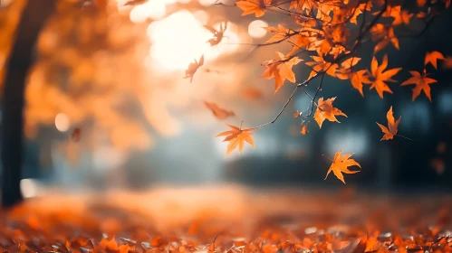 Whispers of Autumn: Leaves in Descent