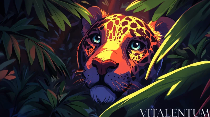 Leopard Surrounded by Lush Jungle