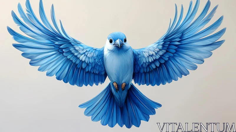 Blue Bird Mid-Flight Art