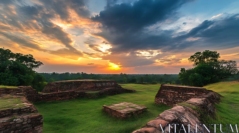 Sunset over Archaeological Site