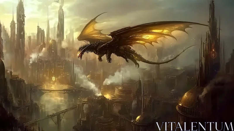 Flying Dragon Above the City