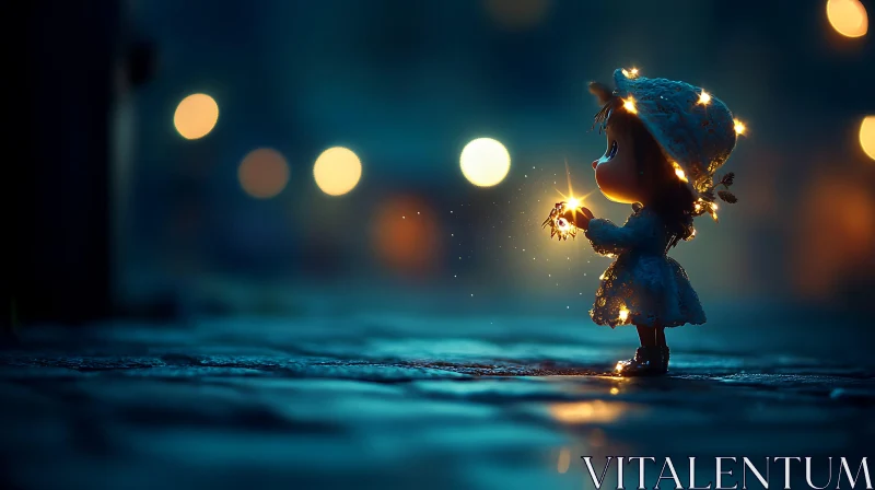 Child with Glowing Light in Dark