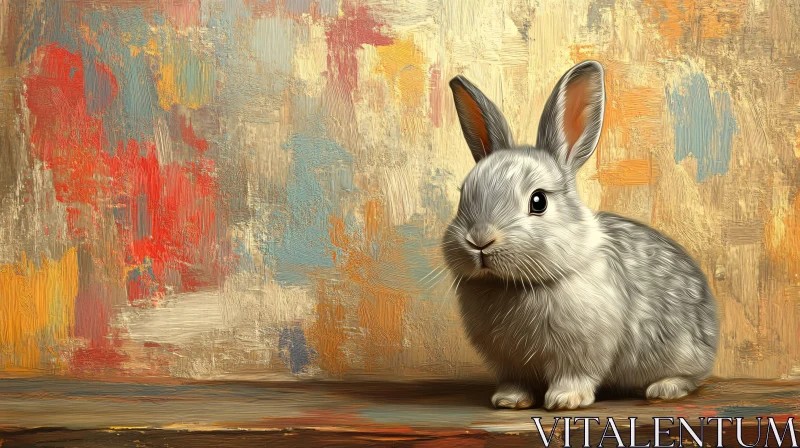 Gray Bunny on Abstract Canvas