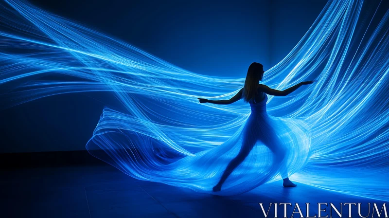 Woman in Blue Abstract Light