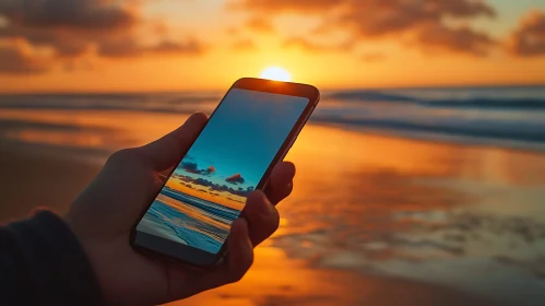 Sunset Reflection on Mobile Screen