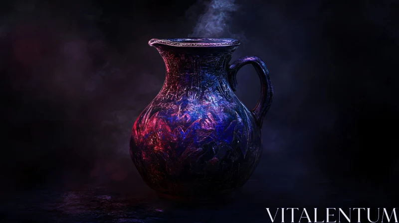 Ceramic Vase with Red and Blue Hues