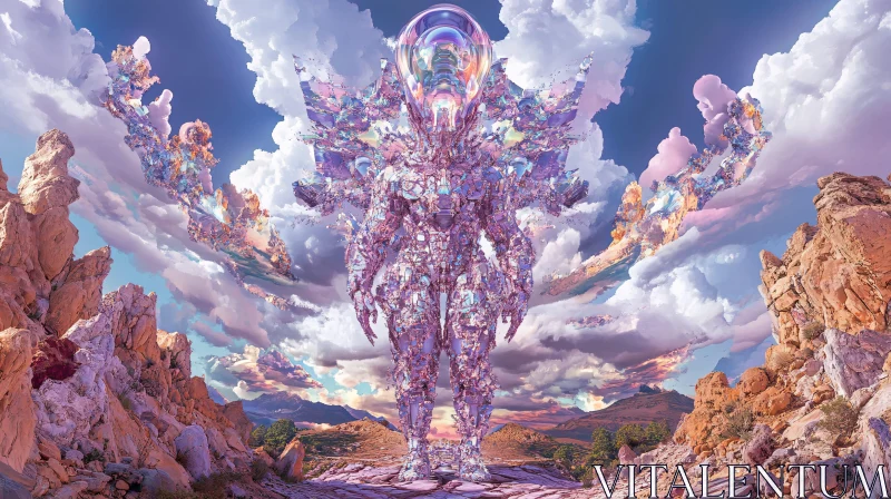 Abstract Robot in a Dreamy Landscape