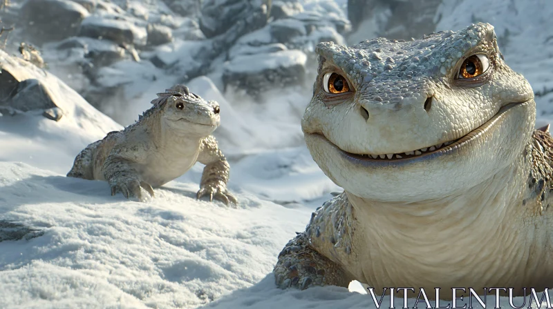 AI ART Snow Dragons Smiling