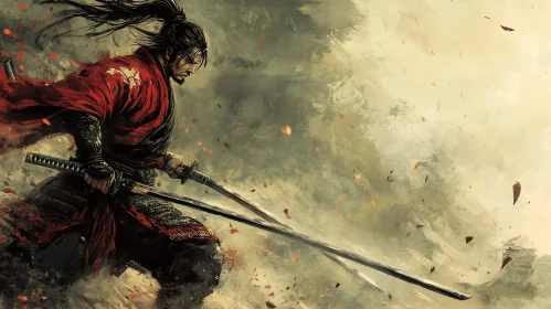 Samurai Warrior with Crossed Swords