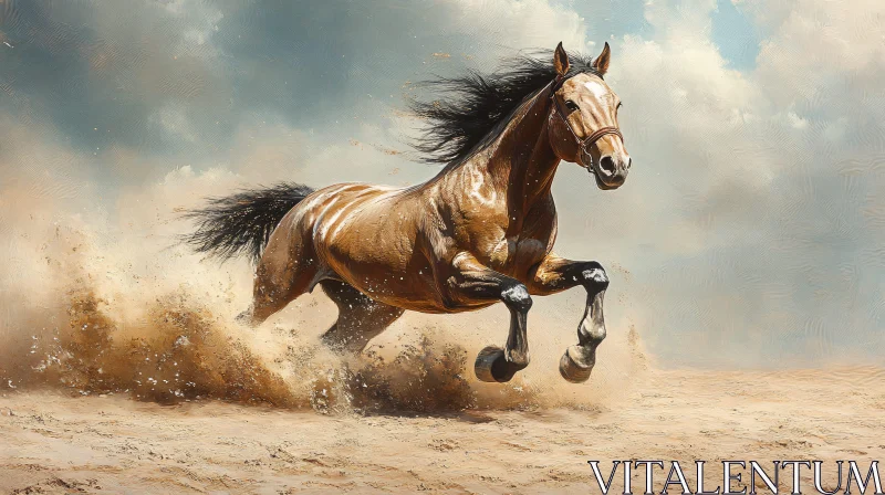 Horse Running on Sand