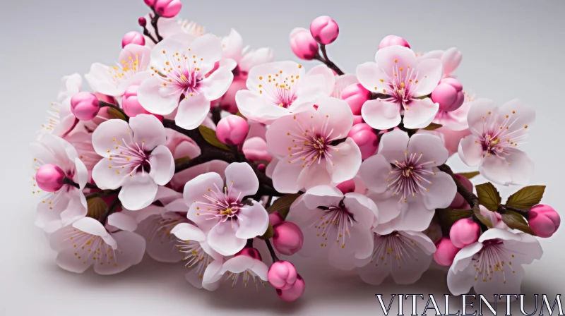 3D Cherry Blossom Macro Photography - A Craftcore Floral Aesthetic AI Image