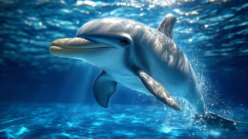 Playful Dolphin in Ocean Waters