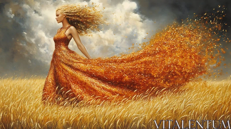 Lady in Golden Dress Art
