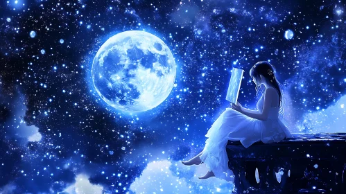 Moonlit Dreams: A Woman Under the Stars