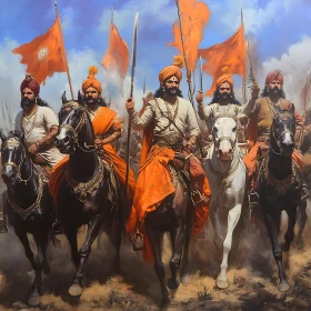 Ancient Horsemen Marching to Battle