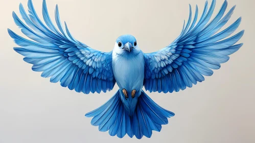 Blue Bird Mid-Flight Art