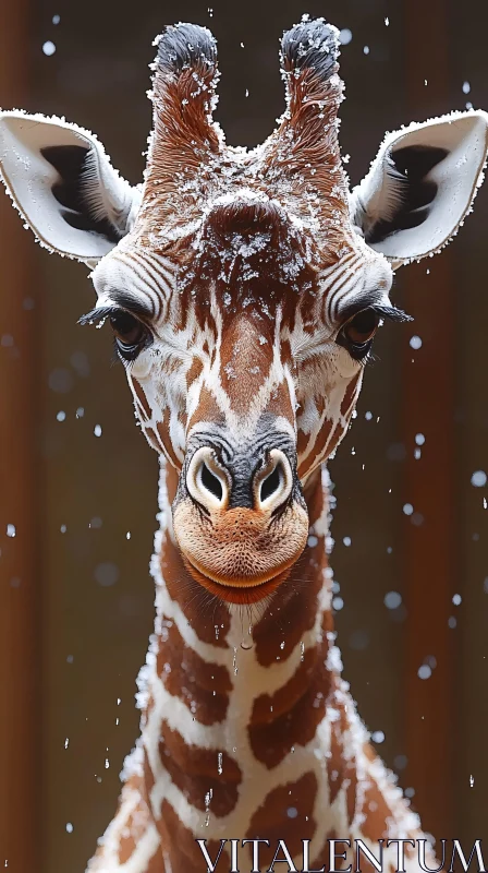 Snowy Giraffe Portrait