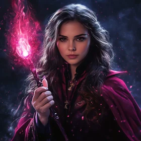 Sorceress Portrait with Pink Magic