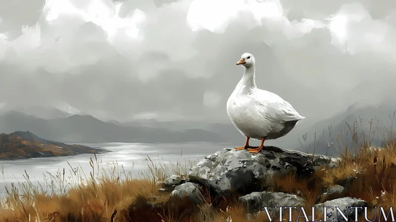 Tranquil Avian Landscape AI Image