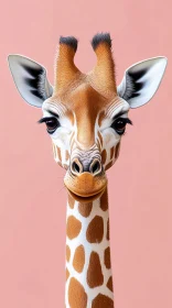 Gentle Giraffe Against Soft Pink