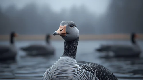 Goose on Misty Waters