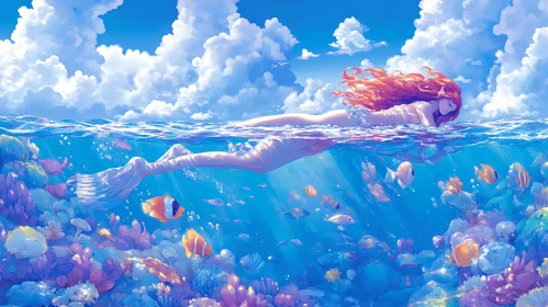 Underwater Mermaid's Serene Float