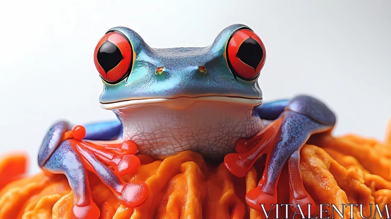 AI ART Vivid Red-Eyed Frog in Nature